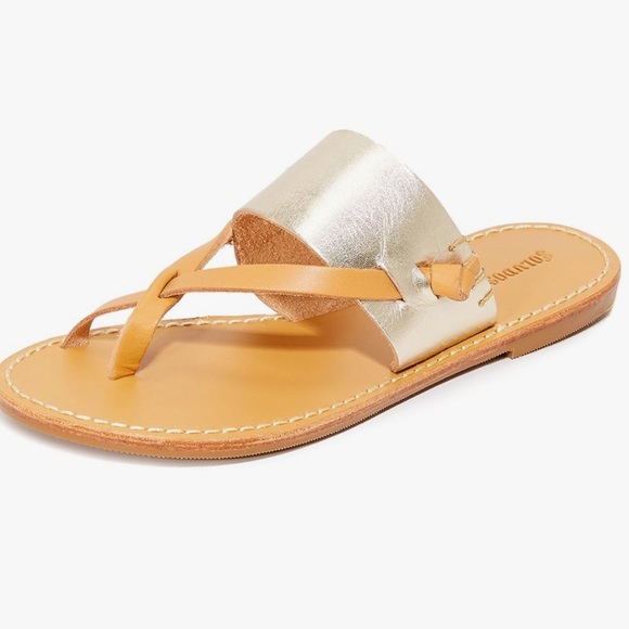 NWT Soludos Womens Slotted Thong Sandal Metallic Size 5.5 - Picture 2 of 6